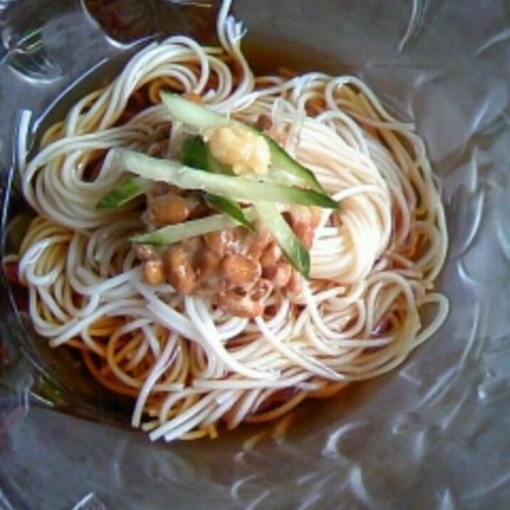 納豆のせ素麺